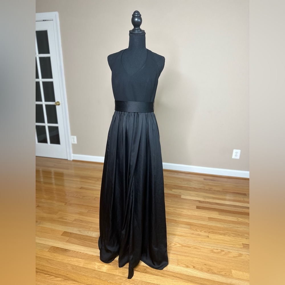 White by Vera Wang Long Black Tuxedo Evening Gown